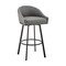Armen Living Noran Swivel Counter Stool in Black Metal with Gray Faux Leather 840254335783 - alternate 1